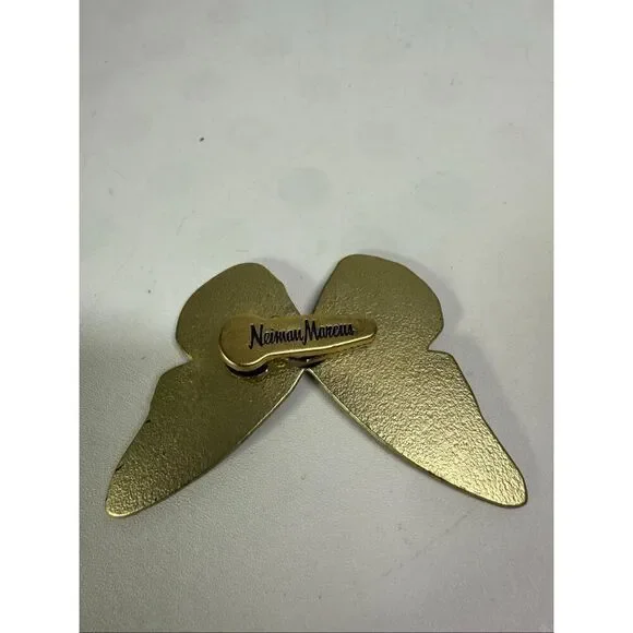 Vintage Neiman Marcus Gold Tone Butterfly Brooch Scarf Clip - Picture 2 of 6